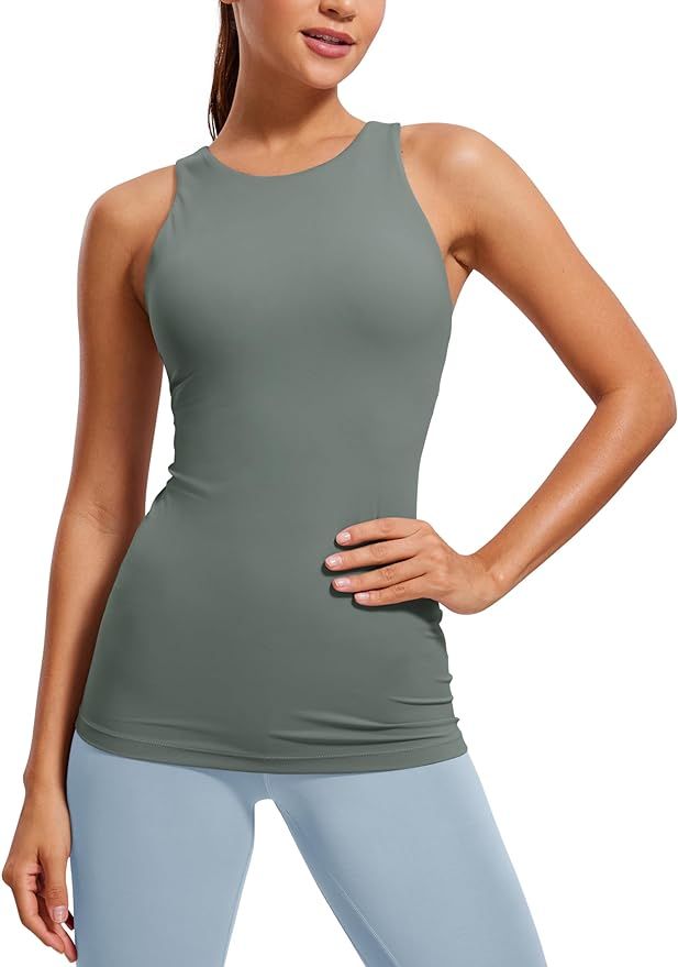 CRZ YOGA Butterluxe Womens Racerback High Neck Tank Top - with Built in Bra Workout Padded Yoga A... | Amazon (US)