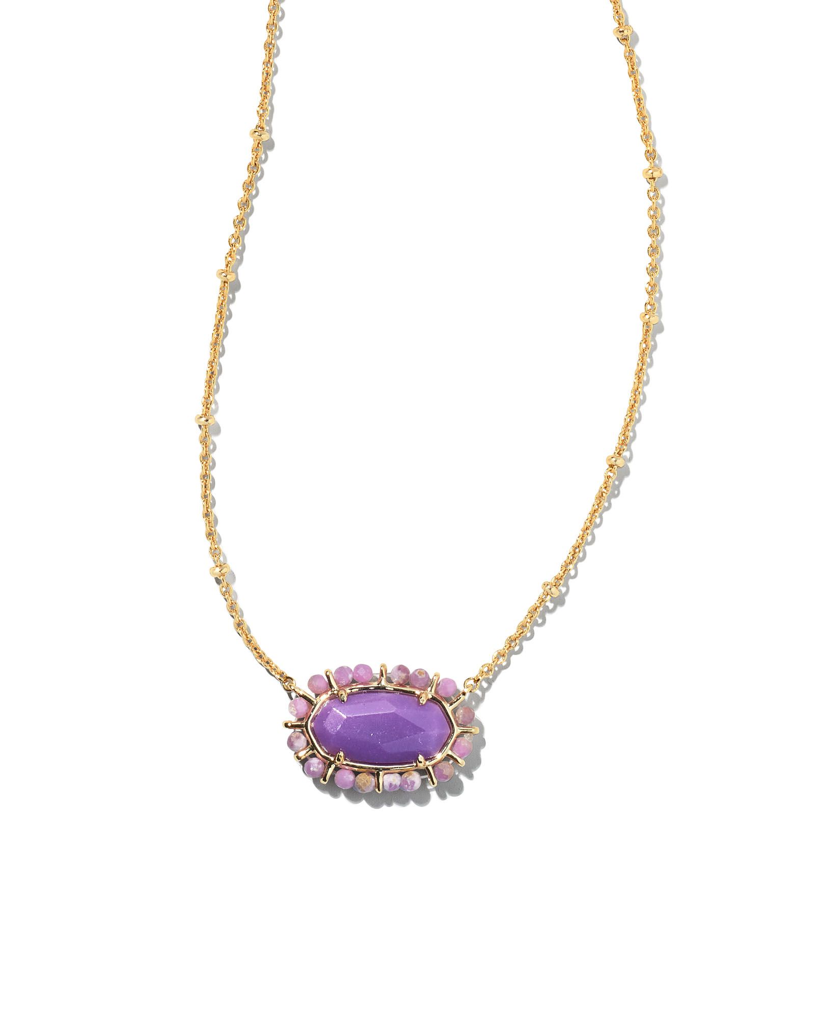 Beaded Elisa Gold Pendant Necklace in Lilac Phosphate | Kendra Scott