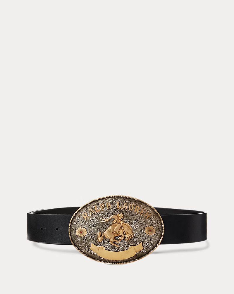 Rodeo-Buckle Vachetta Leather Wide Belt | Ralph Lauren (UK)