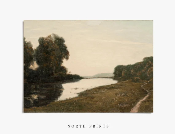 Vintage Landscape Painting  Antique Print  French Country | Etsy | Etsy (US)