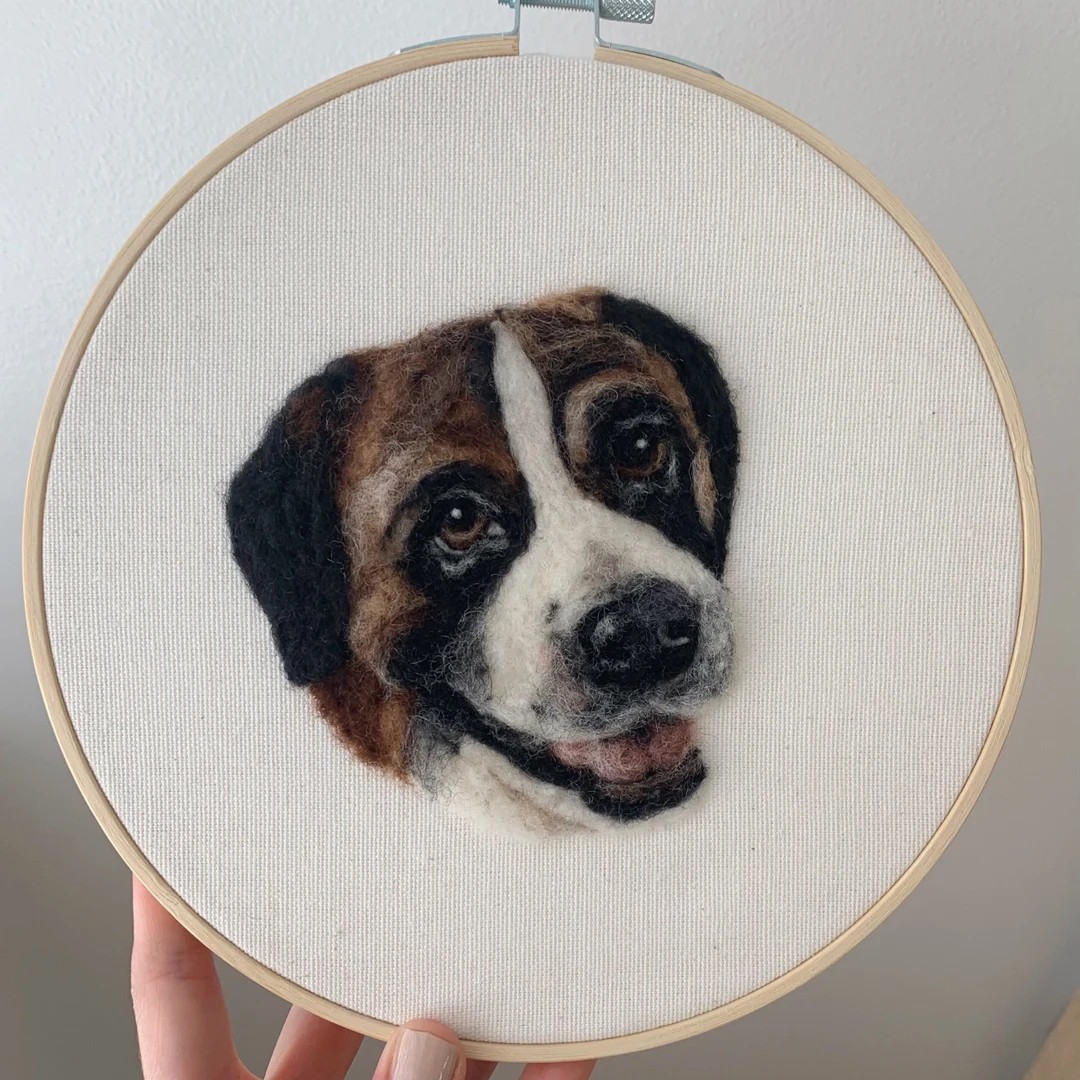 Custom Pet Portrait Wool Felted Dog Cat Embroidery Needle Felting Needle Point - Etsy | Etsy (US)