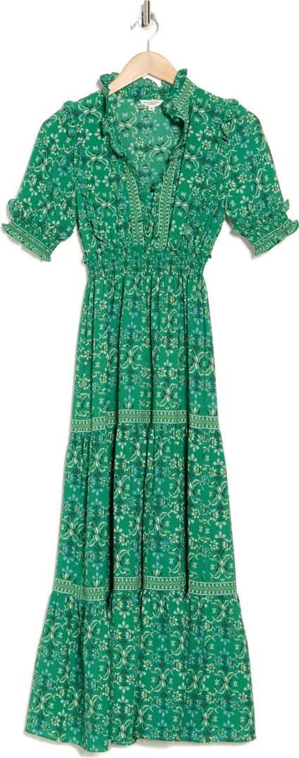 Ruffle Collar Print Tiered Maxi Dress | Nordstrom Rack