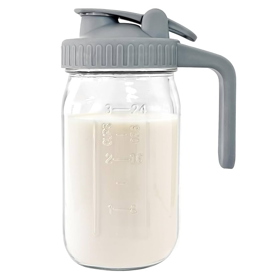 Breast Milk Pitcher Jug - 32 oz Glass Mason Jar Airtight Pitcher with Pour Spout Handle for Breas... | Amazon (US)
