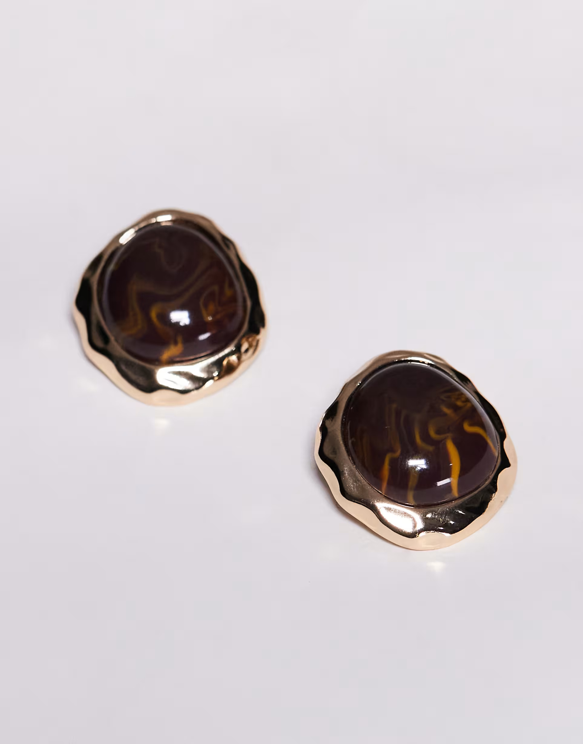 8 Other Reasons brown resin stud earrings in gold | ASOS | ASOS (Global)
