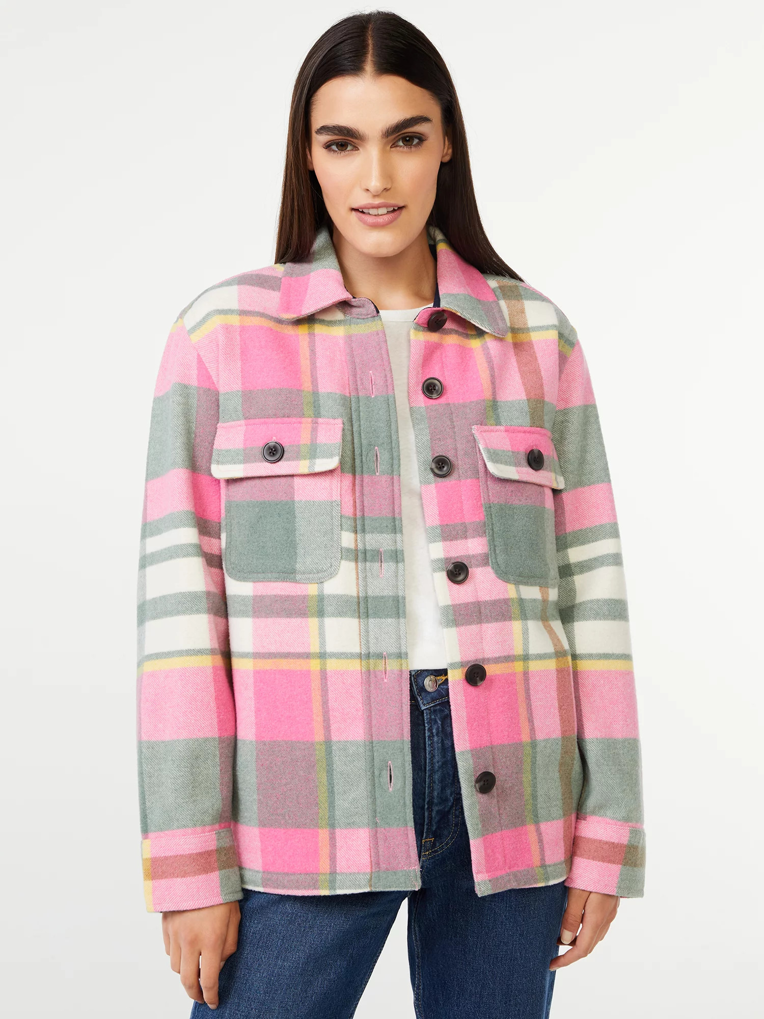 Free Assembly Women's Wool Blend Shirt Jacket - Walmart.com | Walmart (US)