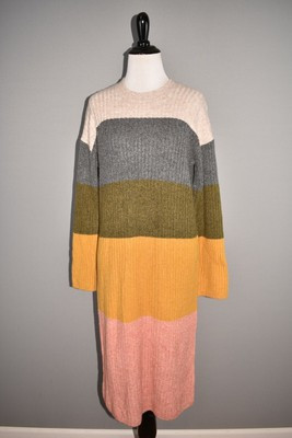 MADEWELL NEW $118 Colorblock Midi Sweater Dress Coziest Yarn Small | eBay US