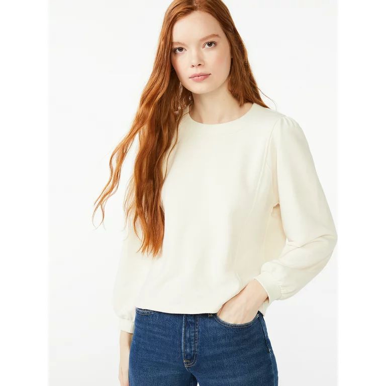 Free Assembly Women's Pleat Shoulder Sweatshirt | Walmart (US)