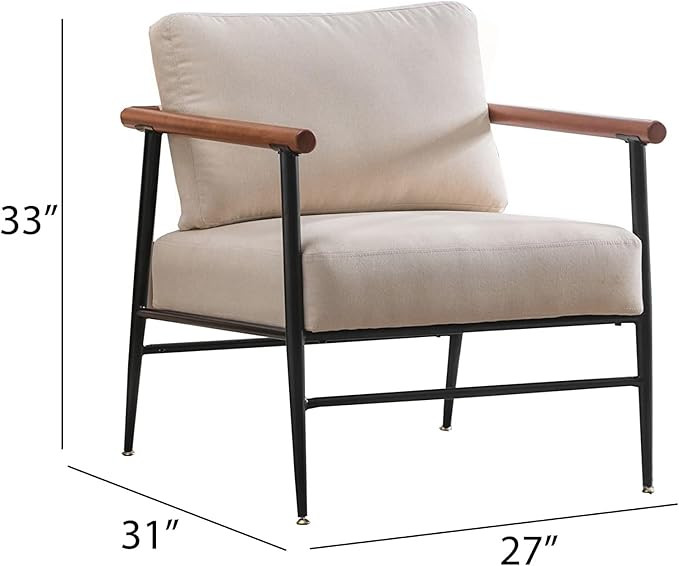 ANJHOME Mid Century Modern Accent Chair, Fabric Lounge Chair with Steel Frame, Comfy Simple Uphol... | Amazon (US)