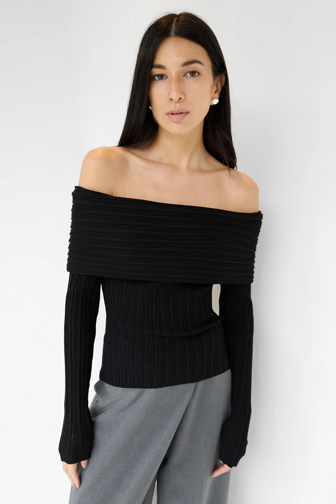 RIBBED OFF THE SHOULDER SWEATER | OAK + FORT