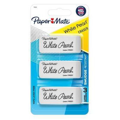 Paper Mate 3pk Pencil Erasers White Pearl | Target