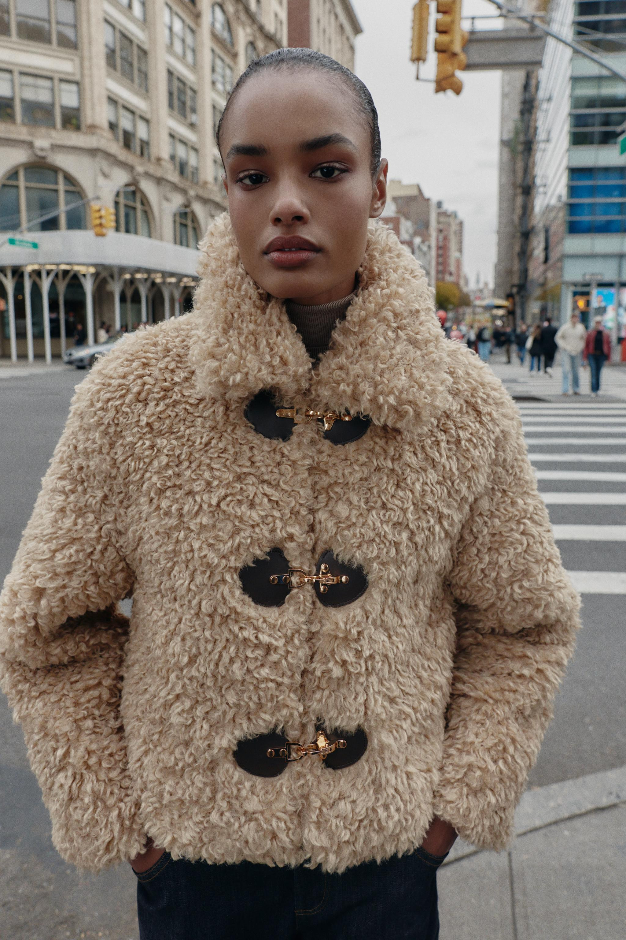 FAUX FUR JACKET WITH FIREMAN CLASPS | Zara US