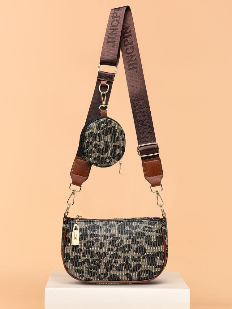 Leopard Print Saddle Bag With Coin Purse | SHEIN