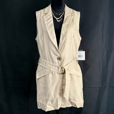Ellen Tracy Linen Blend Belted Vest NWT Size M $129 Retail | eBay US