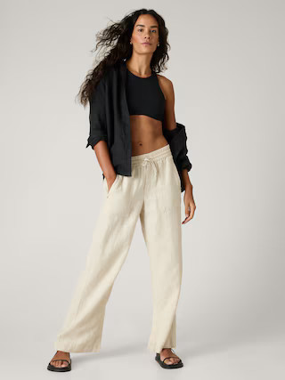 Retreat Linen Mid Rise Wide Leg Pant | Athleta