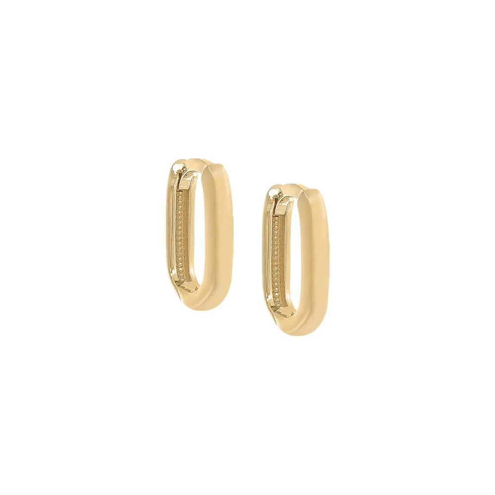 Thin Solid Paperclip Huggie Earring 14K | Adina Eden