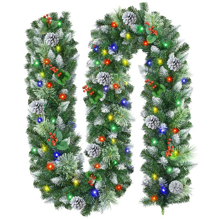 SHareconn Christmas Garland with Timer, 9ft Vines Artificial Garland with Warm White & Multi-Colo... | Walmart (US)