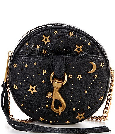 REBECCA MINKOFF Edie Circle Celestial Stud Leather Crossbody Bag - Black | Dillard's