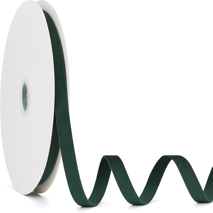Dark Green Velvet Ribbon Double Faced, 3/8 Inch x 20Yd, Great for Christmas, Wedding Decoration, ... | Amazon (US)