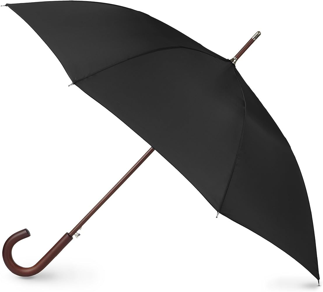 Totes Eco Auto Open Umbrella Classic Wooden J Stick Handle with Easy Grip - Windproof, Rainproof ... | Amazon (US)