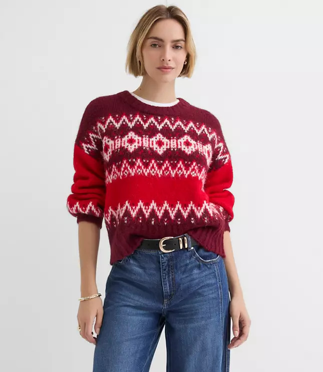Colorblock Fair Isle Sweater | LOFT