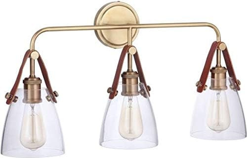 Craftmade 51303-VB Hagen Crystal Clear Glass with Genuine Leather Bath Vanity Wall Mount, 3-Light 18 | Amazon (US)