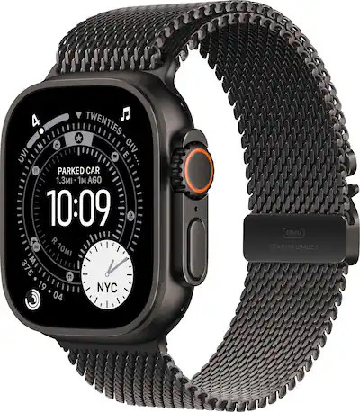 Apple Watch Ultra 3 (GPS+Cellular) 49mm Titanium Case with Titanium Milanese Loop - Medium - B... | Best Buy U.S.