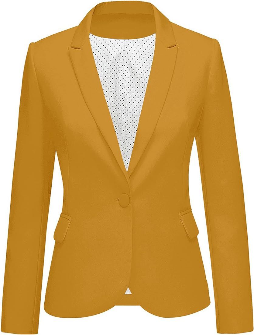 LookbookStore Womens Notched Lapel Pockets Button Work Office Blazer Jacket Suit | Amazon (US)