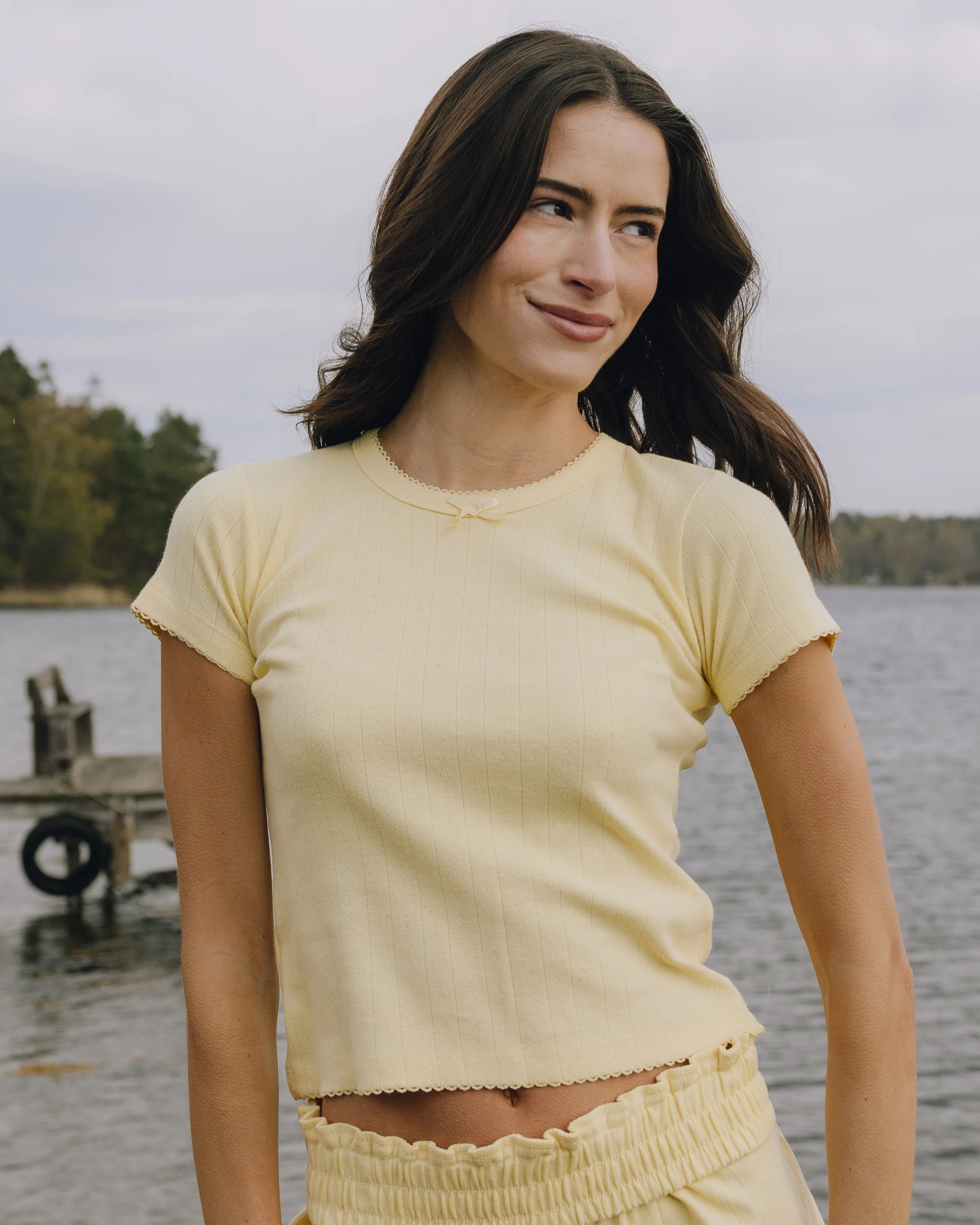 Pointelle Baby Tee - Butter | Daily Drills