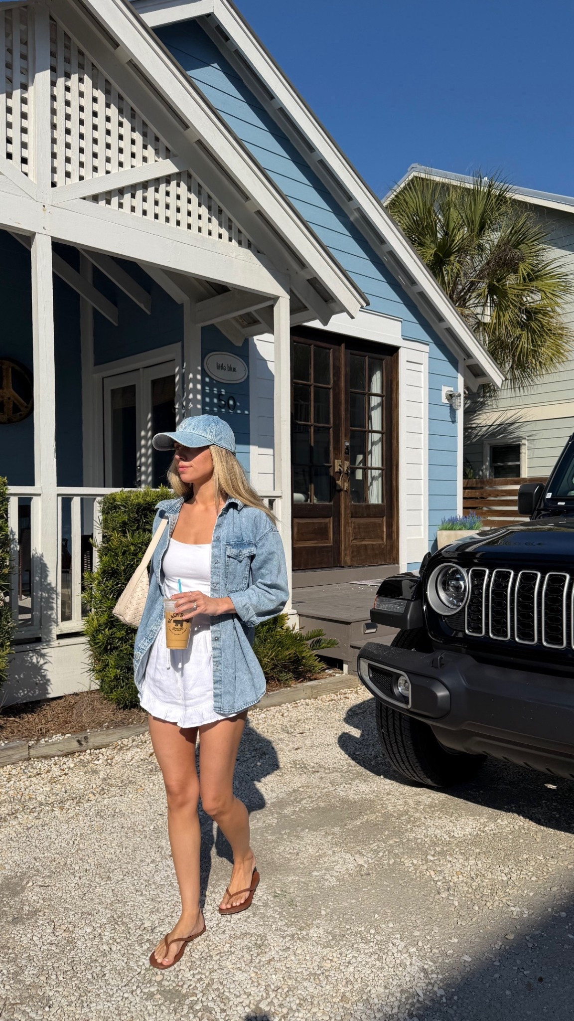 Morning coffee and breakfast run outfit in 30a!!!
+ denim button down: xs 
+ bra free cami: xs
+ white ruffle shorts: xxs
+ sandal: true to size 

#LTKootd #LTKmorningroutine #LTKdayinmylife