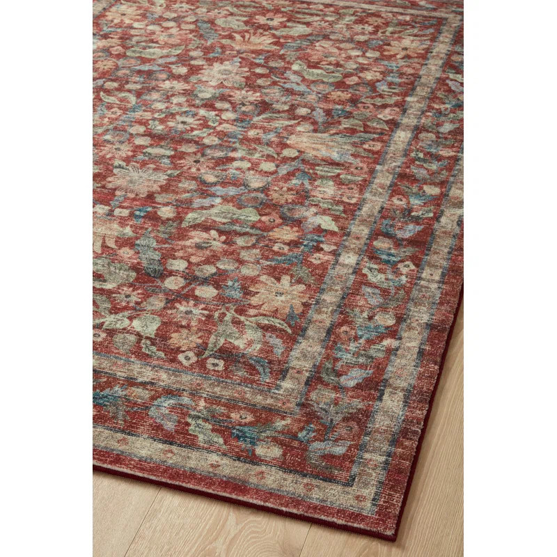 Rifle Paper Co. x Loloi Courtyard Crimson Area Rug feat. CloudPile | Wayfair North America