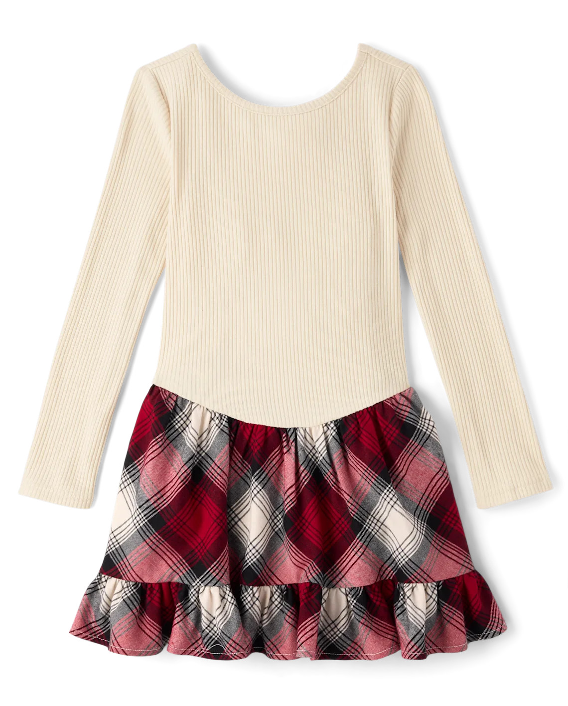 Girls Plaid Ribbed Drop Waist Dress - red | The Children's Place