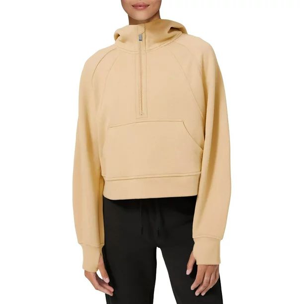 TheFound Women Cropped 1/2 Half Zip Hoodies Fleece Lined Zip Up Pullover Sweatshirt Long Sleeve C... | Walmart (US)
