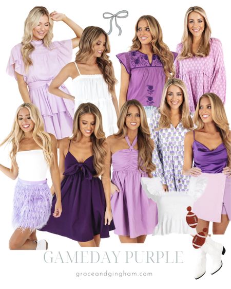 Sharing my top picks for purple and lavender gameday outfits! Perfect for TCU, Clemson, Furman, Northwestern, Abilene Christian, James Madison, and any other school with purple colors! ✨

purple gameday outfits // football game outfit // purple dress // college gameday

#LTKstyletip #LTKunder100 #LTKSeasonal