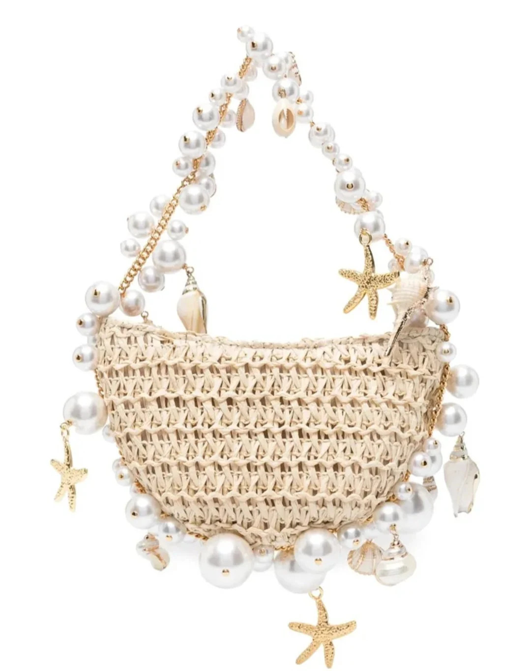 The Daniella Seashell Bag – Hand-woven Straw Purse With Pearl & Shell Charms – Coastal Boho W... | Etsy (Global)