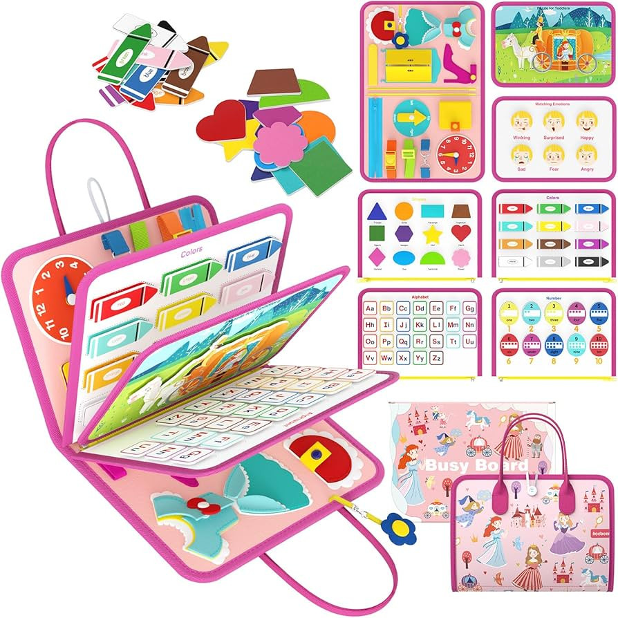 Freebear Busy Board Toddler Travel Toys Quiet Book Sensory Toys for Toddlers 1 2 3 4, Montessori ... | Amazon (US)