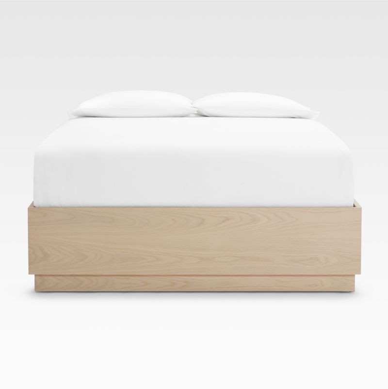 Batten White Oak Queen Storage Bed Plinth-Base + Reviews | Crate & Barrel | Crate & Barrel