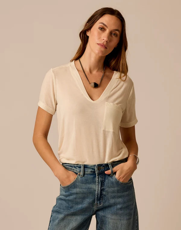 Lea Tissue V-Neck: Birch | Carve Designs