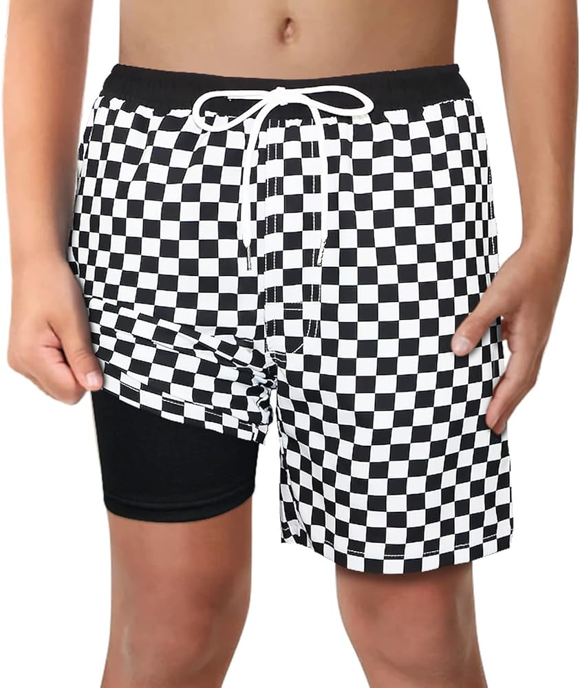 LUCOWEE Boys Swim Trunks with Compression Liner Comfortable Anti-Chafe Swimming Shorts Stretchy U... | Amazon (US)