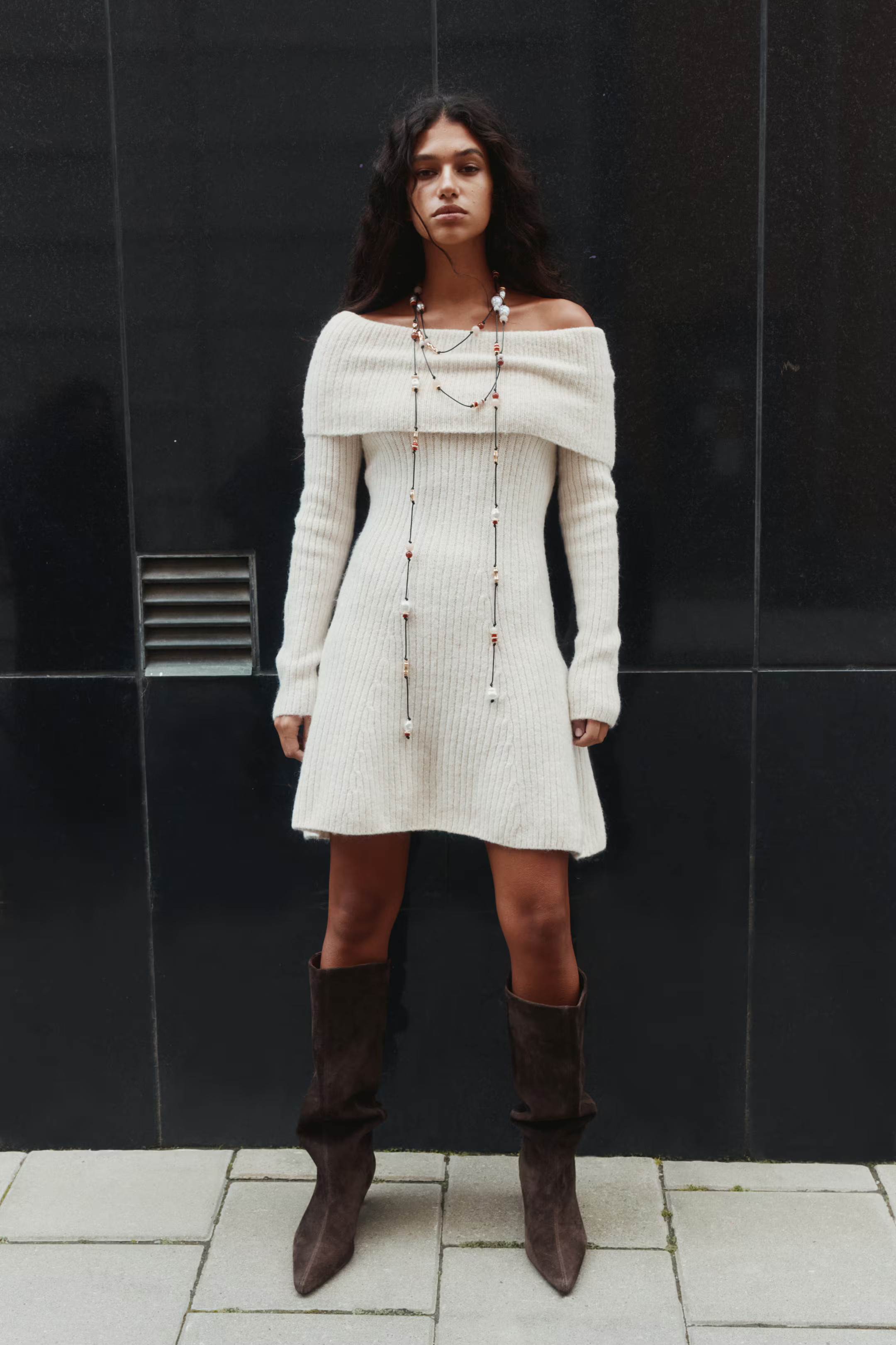 Rib-Knit Off-the-Shoulder Dress | H&M (US + CA)