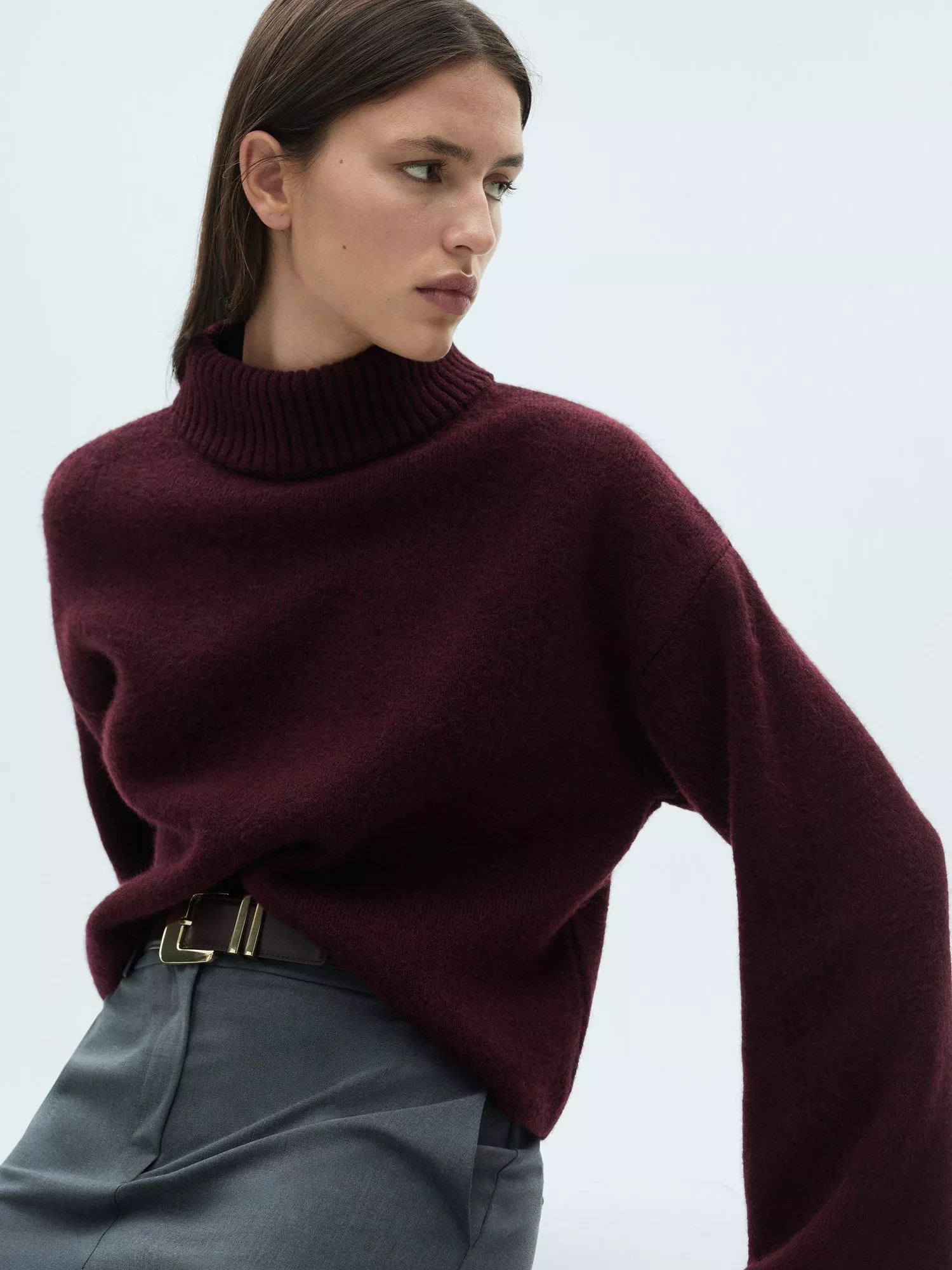 MangoArandano Turtleneck Jumper, Dark Red | John Lewis (UK)