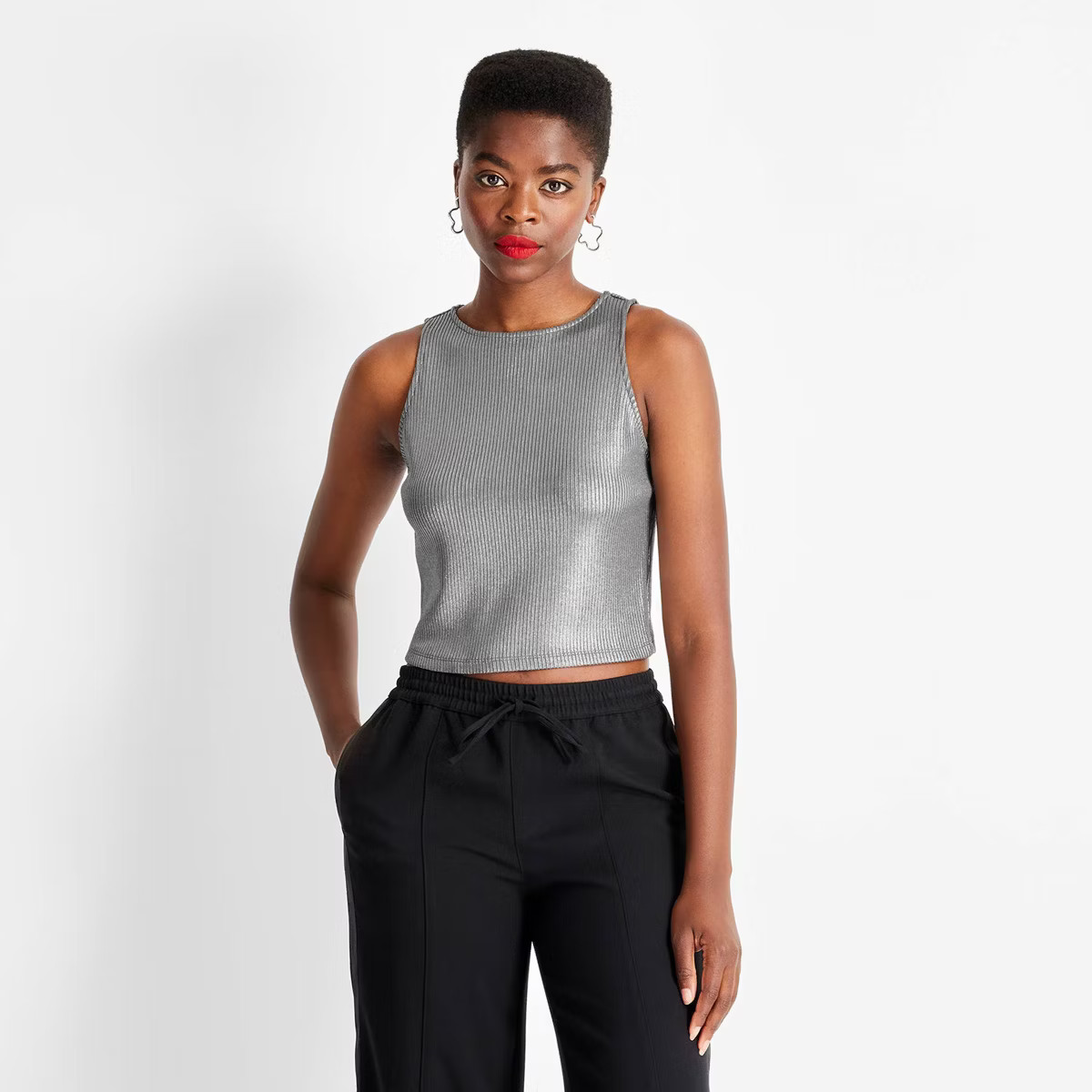 Women's Seamless Tank Top - Future Collective Metallic Gray 1X | Target