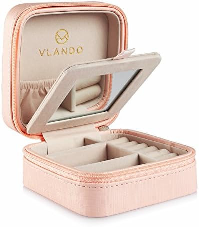 Vlando Small Travel Jewelry Box Organizer - Display Case for Girls Women Gift Rings Earrings Neck... | Amazon (US)