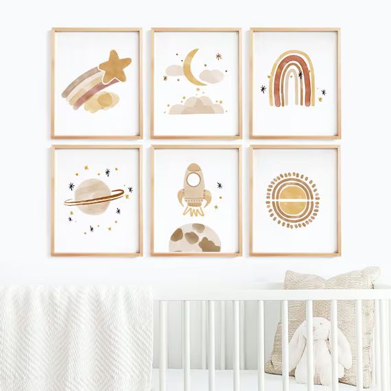 Neutral Nursery Print Set Space Printsgender Neutral Baby | Etsy | Etsy (US)