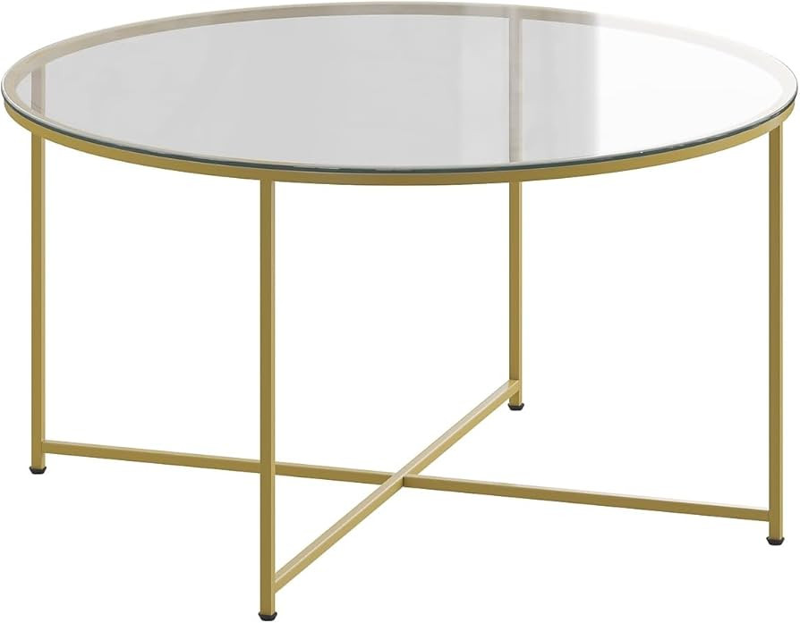 Flash Furniture Greenwich Collection Coffee Table - Modern Clear Glass Coffee Table - Crisscross ... | Amazon (US)