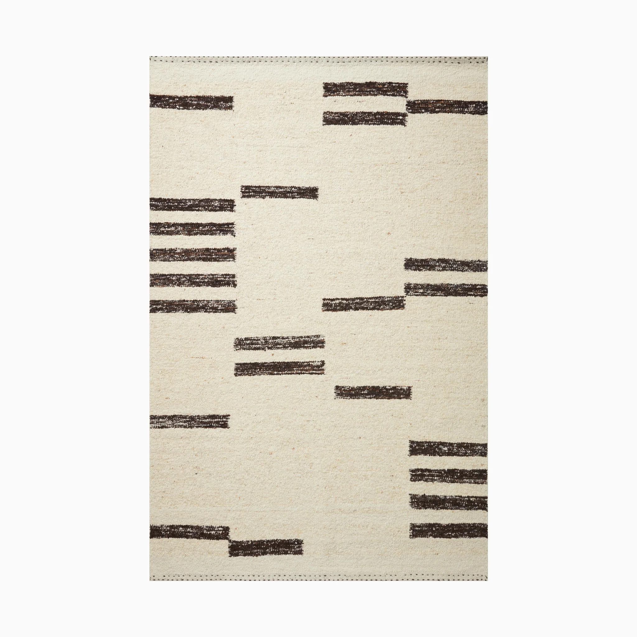 Bowie Wool Blend Rug in Oat / Espresso | Edward Martin