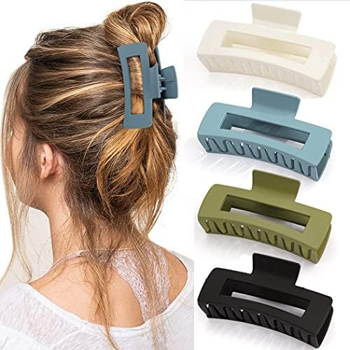 Canitor 4 PCS Hair Claw Clips, Hair Clips Hair Clips for Thick Hair Strong Hold Hair Matte French De | Amazon (US)