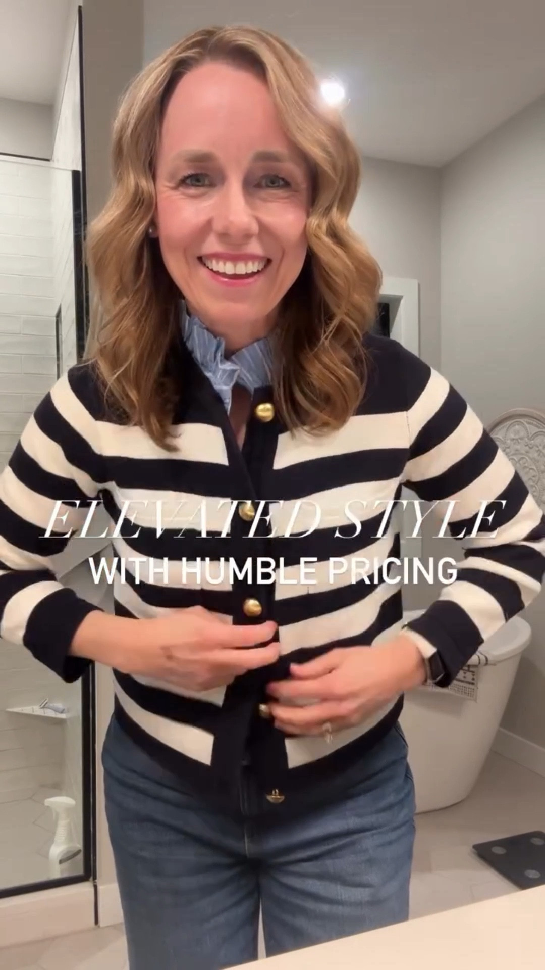 Elevated style without the high price tag.  

This striped cardigan with riffle neck detail and gold buttons gives you high style but is less than $30!  

I’m in a medium. 

These won’t last long!  

#LTKWorkwear #LTKmomlife #LTKOver40