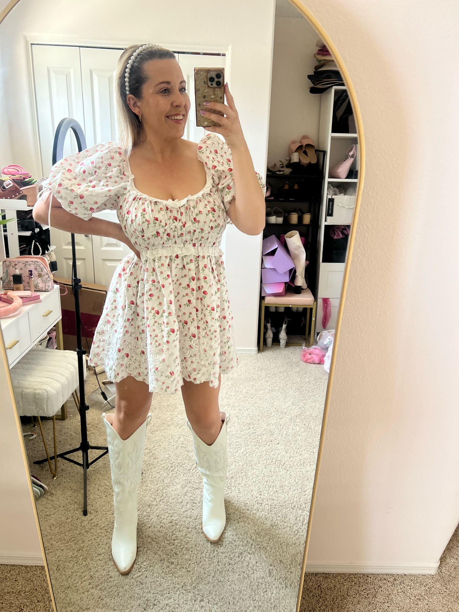 White cowboy boots outfit 
Mini dress
Ruffle dress
Wine tasting dress 

#LTKstyletip #LTKtravel #LTKparties