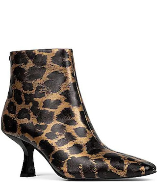 Donald Pliner Baltimore Leopard Print Leather Dress Booties - 7.5 | Dillard's