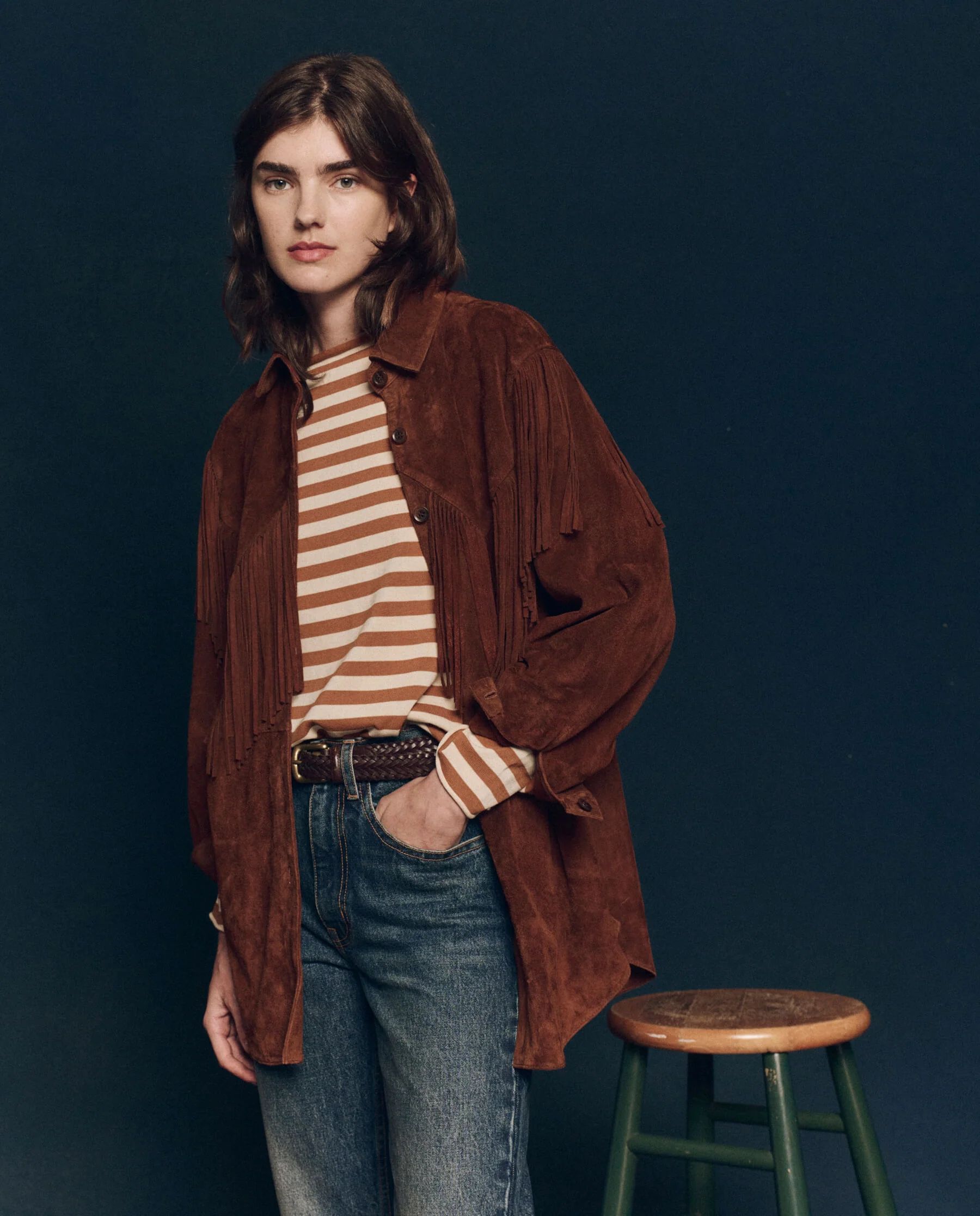 The Suede Fringe Shirt Jacket. | THE GREAT.